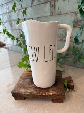 Rae Dunn White Plastic Pitcher with 'CHILLED' Lettering